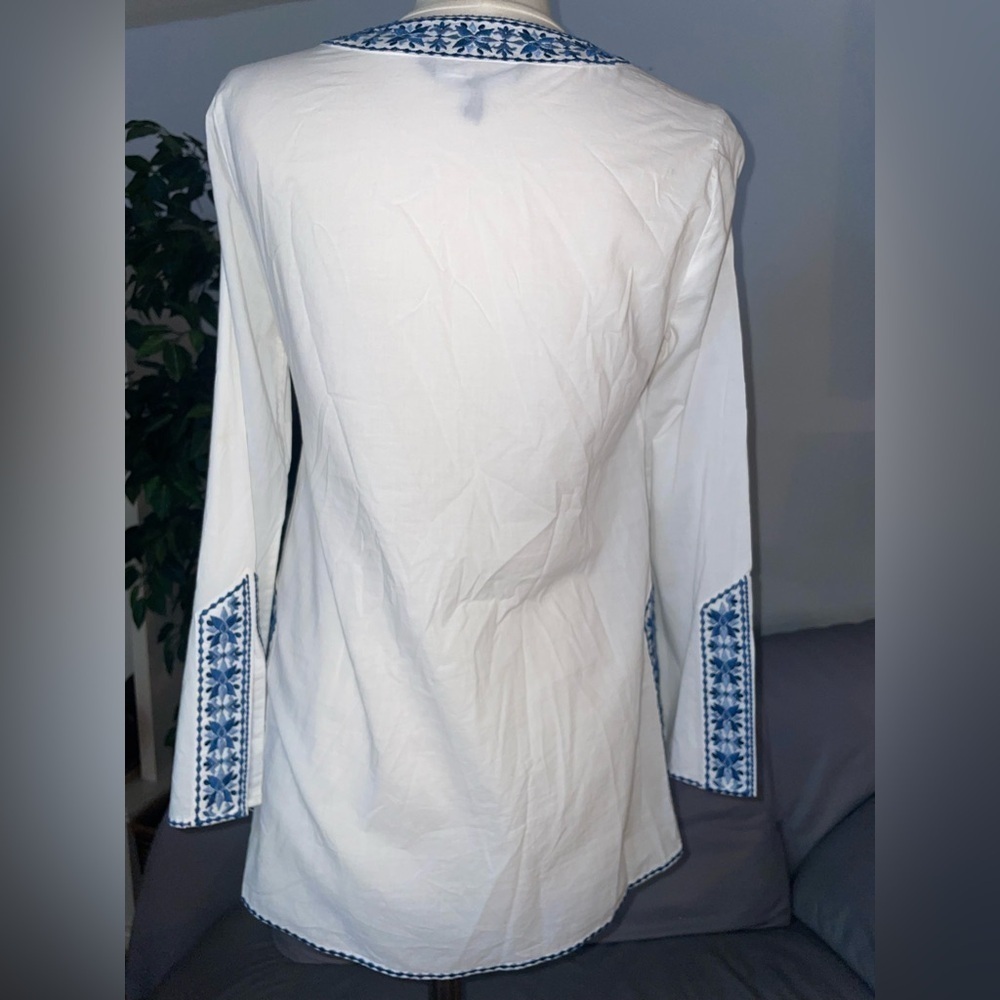 White House Black Market Tunic with embroidery Vacation Boho size 0 - Picture 4 of 6